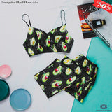 DesigntorPjama Strap Fox Print Summer Two Piece Set Top